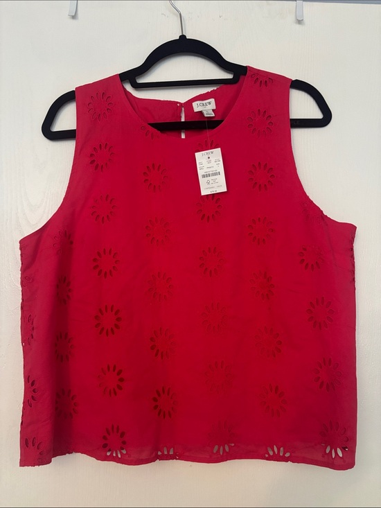 J. Crew Tops - J. Crew Bright Red Eyelet Sleeveless Tank